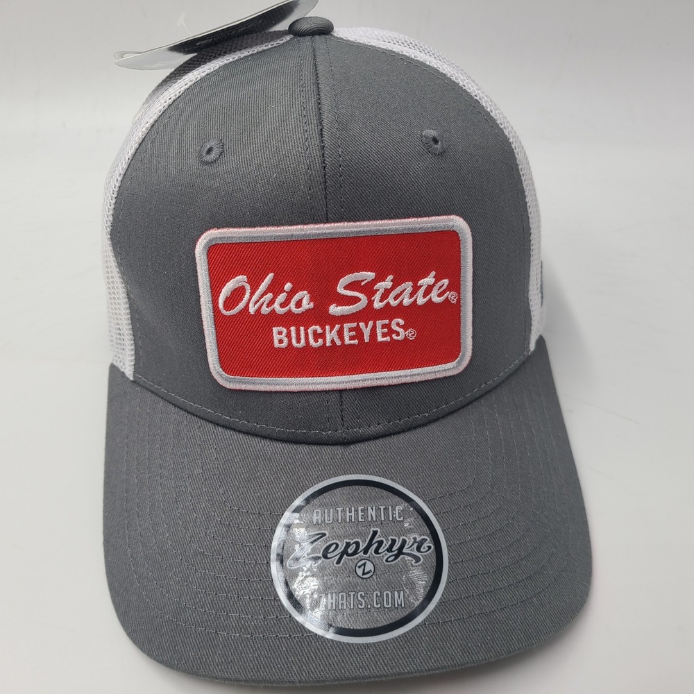 Ohio State Buckeyes Hat Snapback Trucker Mesh Zephyr Gray White‎ NCAA OSU Men